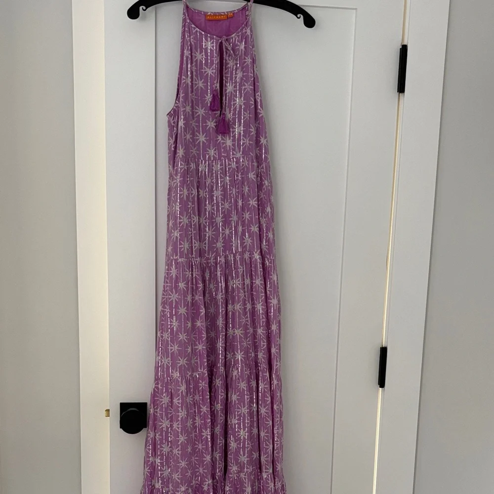 Oliphant Purple Maxi Dress with Silver Star Pattern